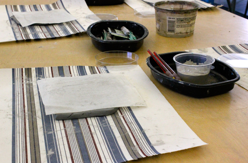 Set up for clay art project
