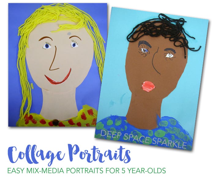 Easy portrait craft with paper, paint and yarn