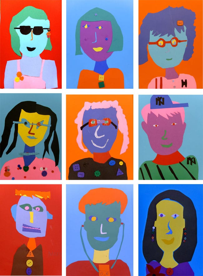 Paper Self-Portraits for Third Grade