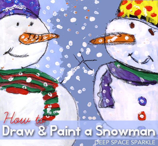 Easy Snowman Art For Kids (Resist Art Craft Using Free Template