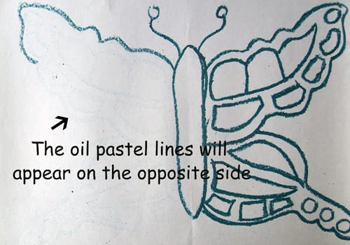 Using Oil Pastels to draw a symmetrical butterfly