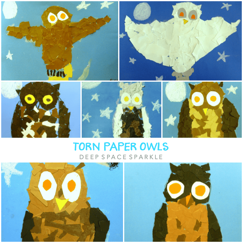 Torn Paper Owls Art Lesson Gallery