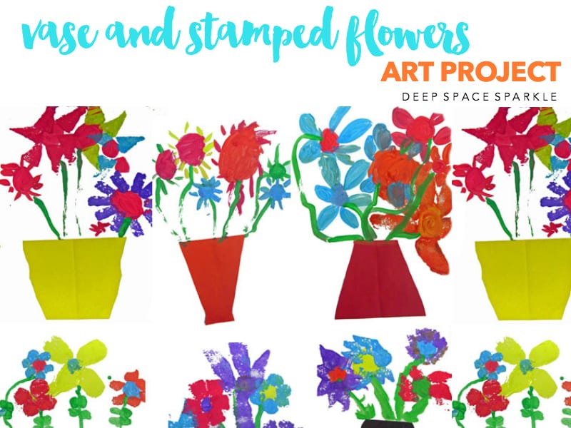 vase and stamped flowers art project