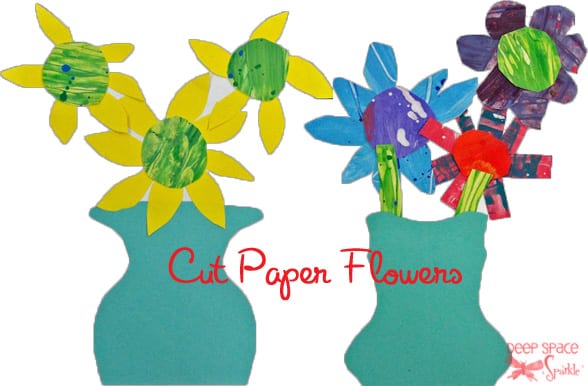 Cut paper flowers spring art project for kids