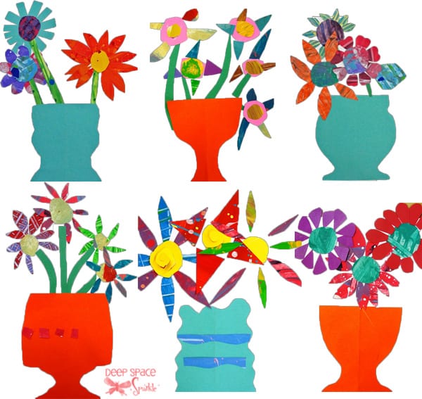 Cut paper flowers spring art project for kids