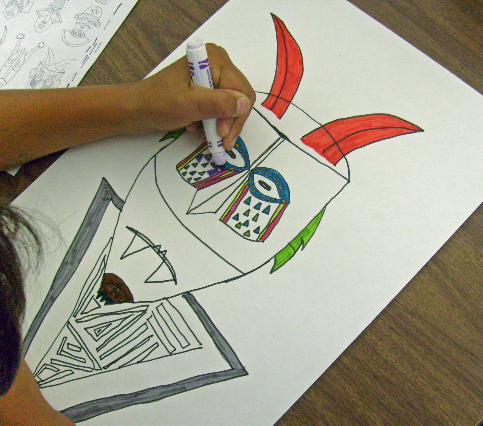 Coloring the tribal masks