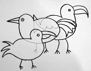 How to draw overlapping birds outlined