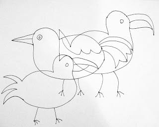 How to draw overlapping birds