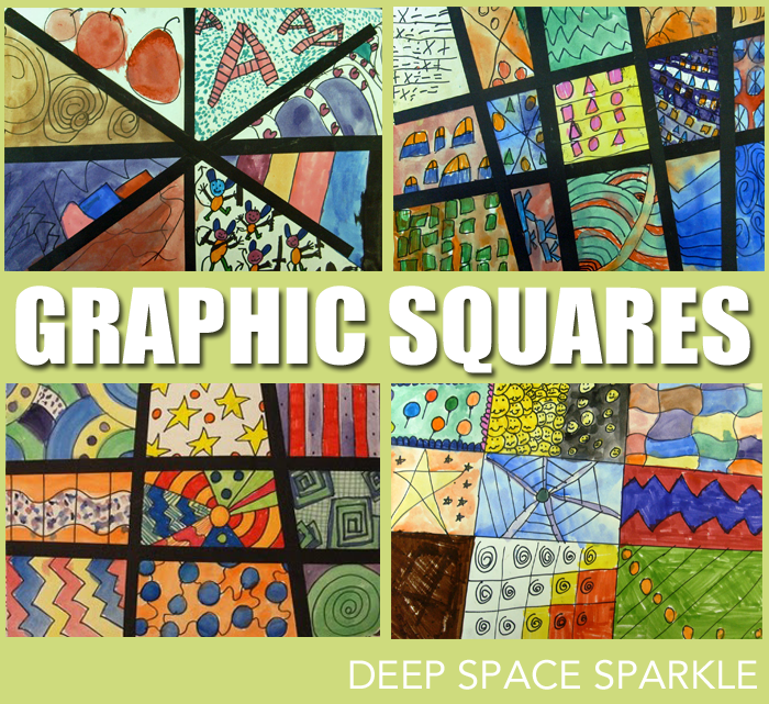 Using simple art supplies like markers, paper and paint, kids draw graphic elements in a grid. Pop art art lesson.