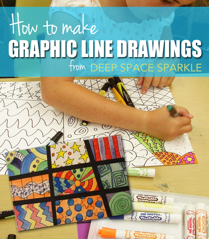 Using simple art supplies like markers, paper and paint, kids draw graphic elements in a grid. Pop art art lesson.