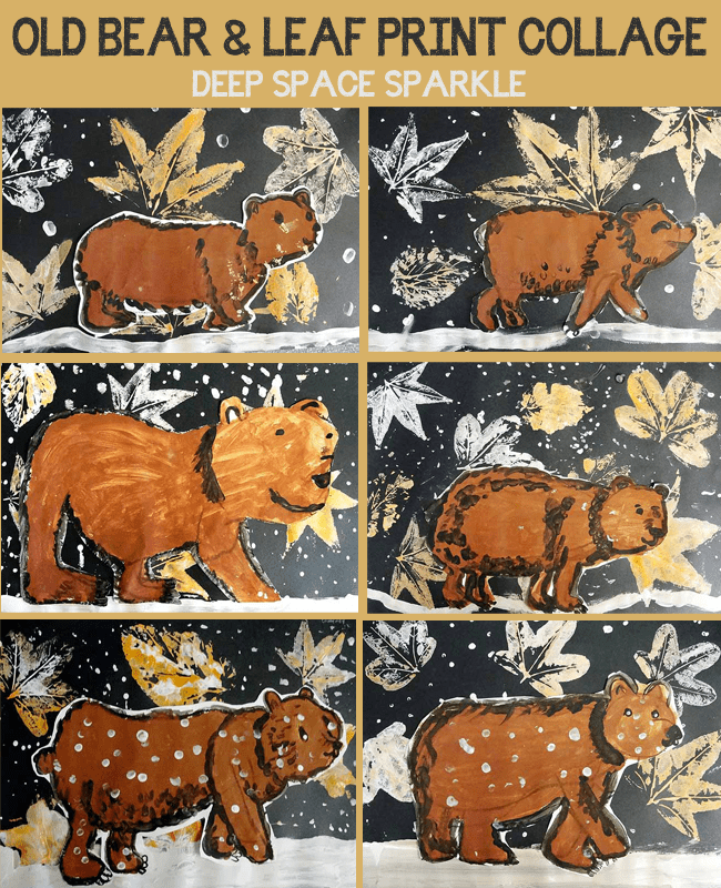 Inspired by the book Old Bear by Kevin Henkes, kids create a background of leaf prints and then add their painted bear. Great Fall or winter art and craft project for kids.
