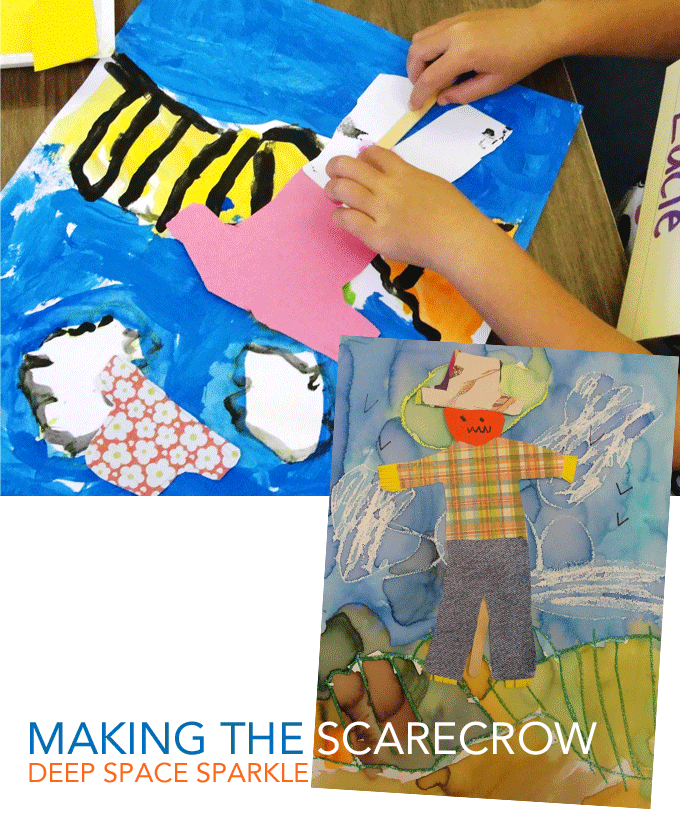 Scarecrow art project for kids: two paint choices creates two options for lessons