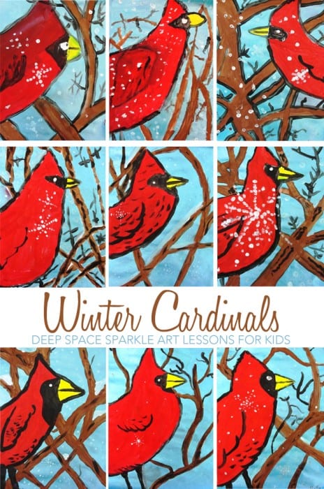 How to draw and paint a winter cardinal. Great winter art and craft project for kids ages 8-10