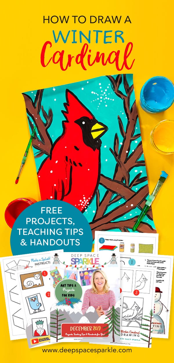 how to make a winter cardinal art lesson for kids