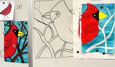 how to draw a winter cardinal art project for kdis