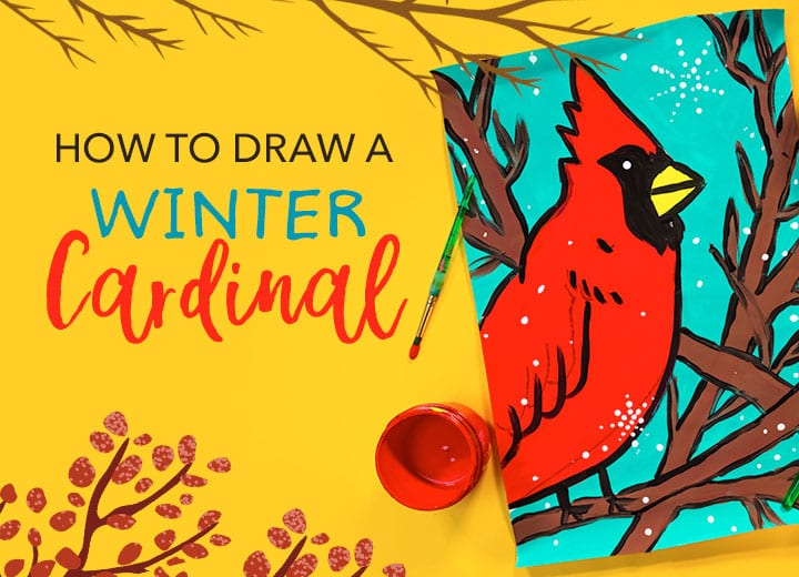 winter cardinal project for kids how to make bird art