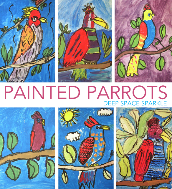 How to draw and paint a parrot art project for kids