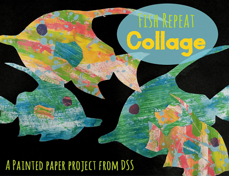 Repeat Fish Collage using Painted Paper | Deep Space Sparkle