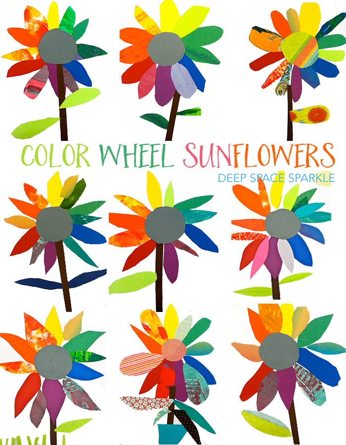 Color wheel art project: paper sunflowers Kinder art project