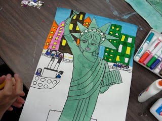 Statue of liberty colored in.