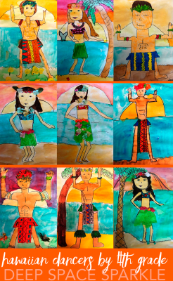 How to draw a male and female Hawaiian dancers