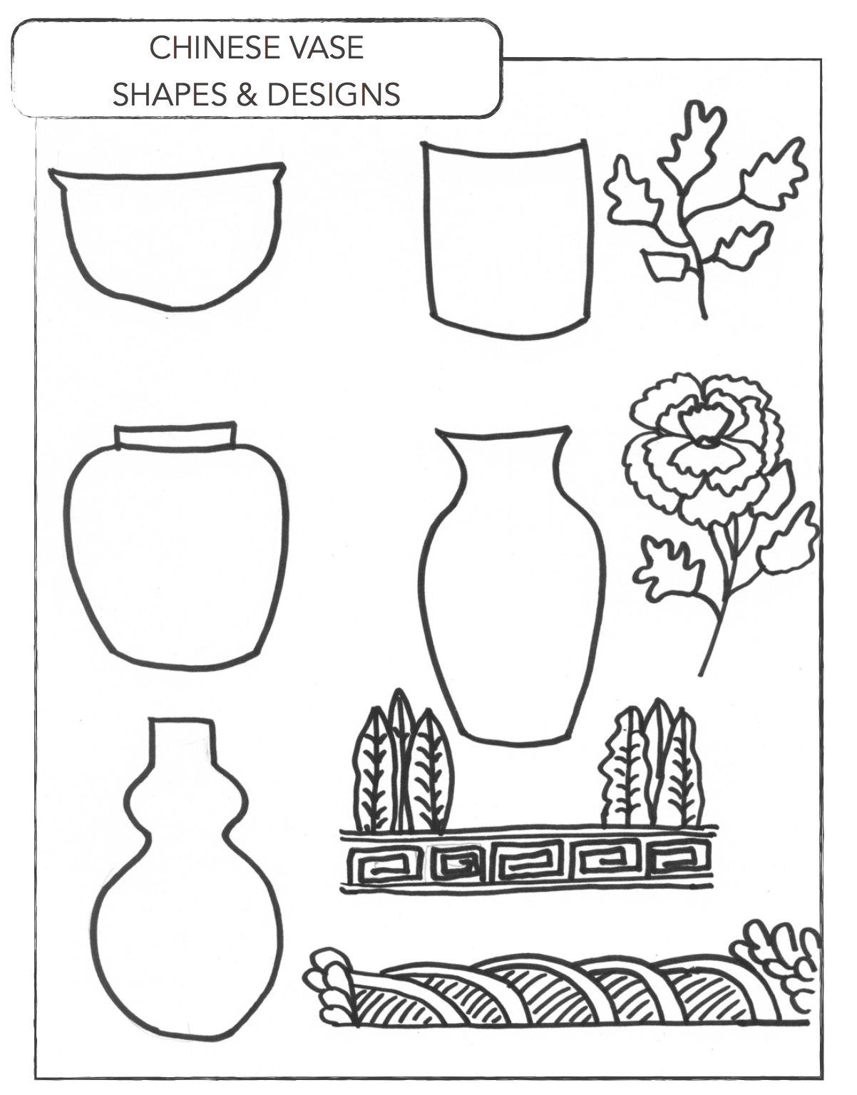 Chinese vases shapes example for art lesson