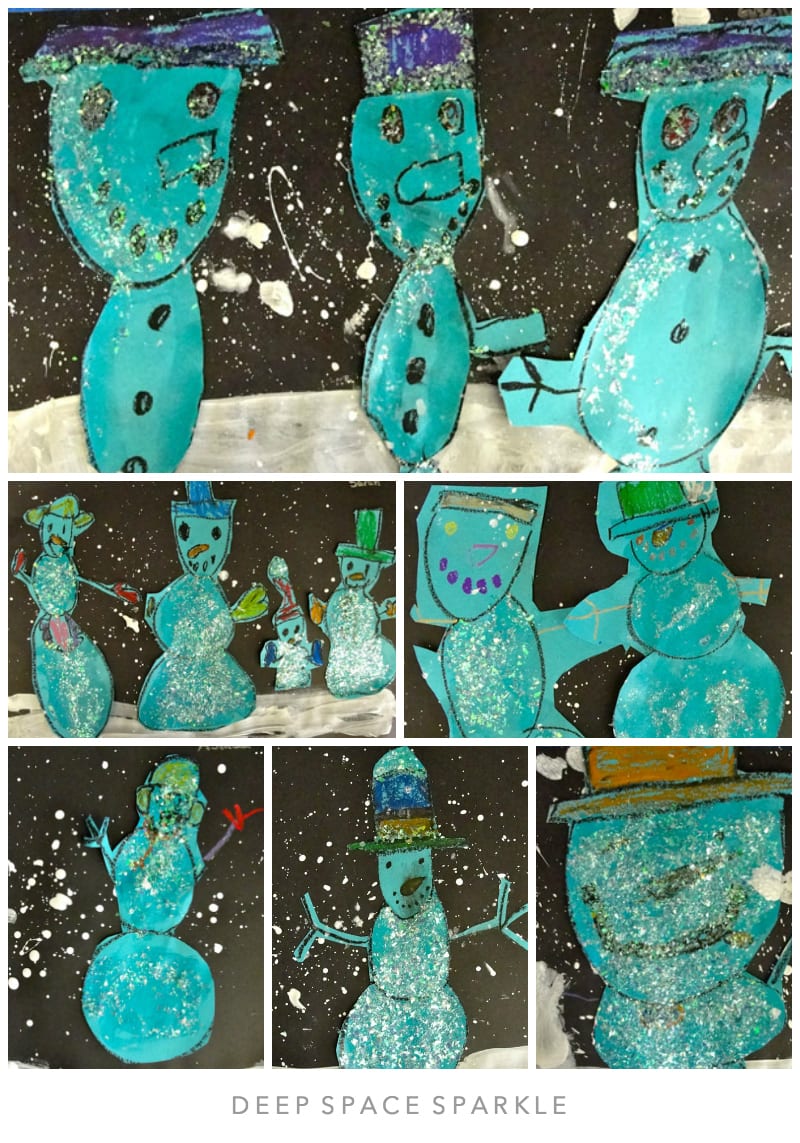 Winter Snowman Art Collage Lesson