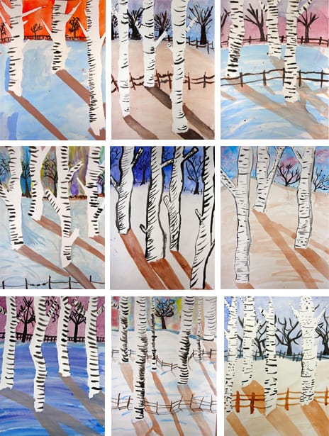 A birch tree art project for older kids that teaches multiple watercolor art technqiues. Perfect for elementary kids in fifth and sixth grade.