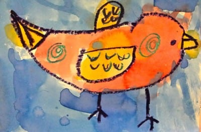 A fast and easy watercolor bird art project for boys and girls. Beautiful results!