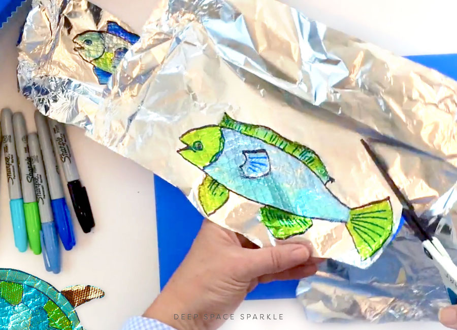 Art Projects Inspired by Earth Day Foil Fish Art Project