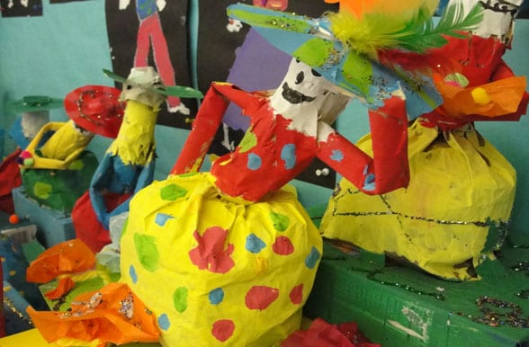 Paper bag dolls recycled material art lessons