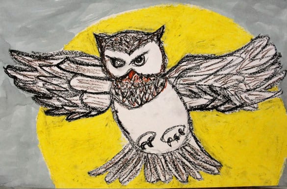 Oil Pastel Owl Art Lesson Deep Space Sparkle