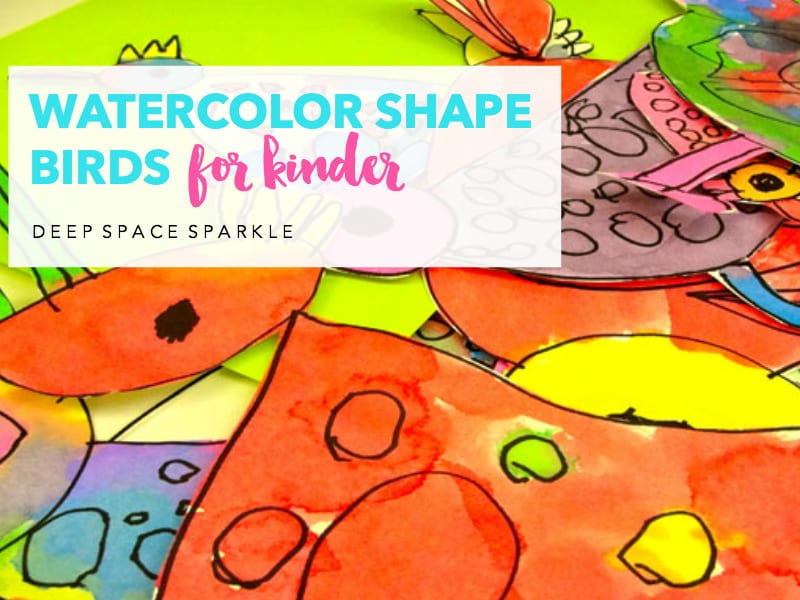 Watercolor shape birds for kinder