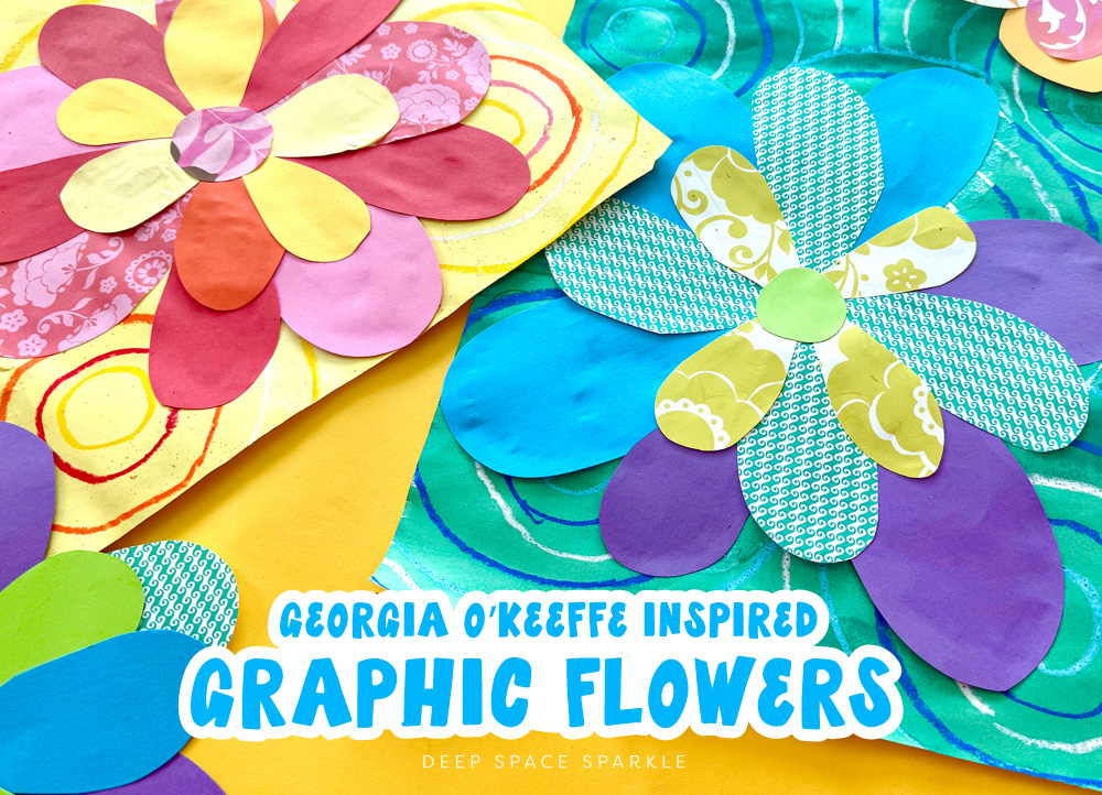 Georgia O'Keeffe Inspired flowers spring art lesson for kids sixth graders