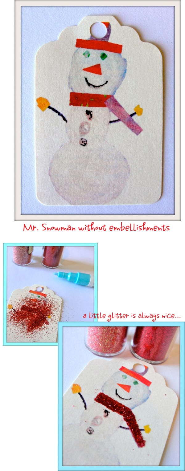 Turn your children’s winter art into holiday gift tags