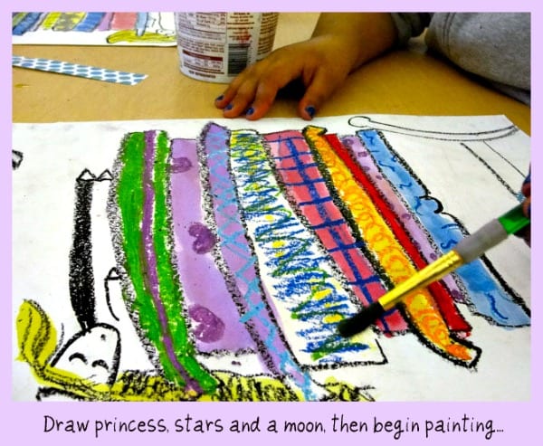 draw-princess Princess and the pea- begin painting