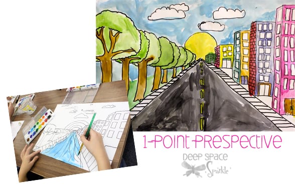 How to Draw One Point Perspective Watercolor Painting Lesson by