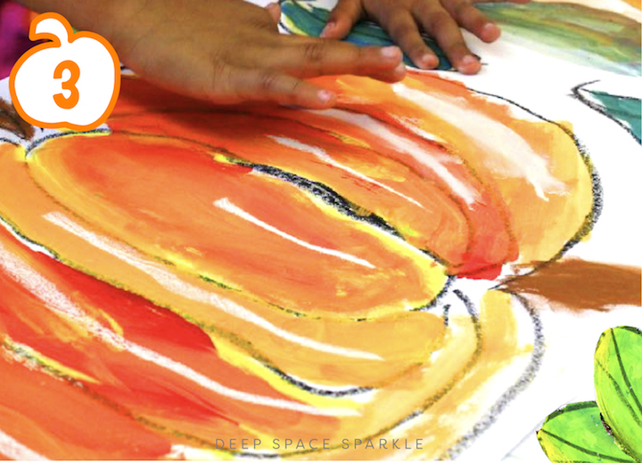 Starlight Pumpkins art projects for the fall season. Pumpkin lessons for students in the art room using easy supplies
