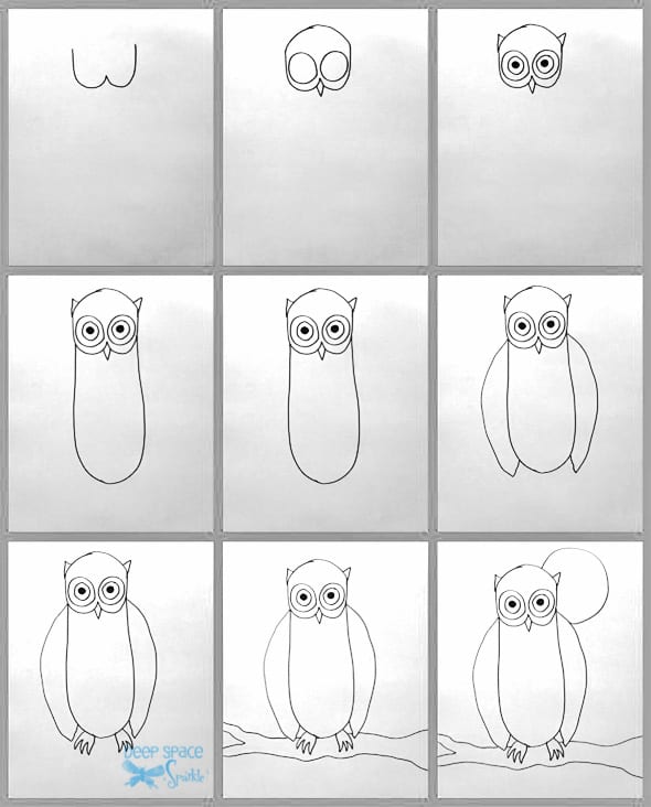 Flow Drawing: How to Draw an Owl - Arty Crafty Kids