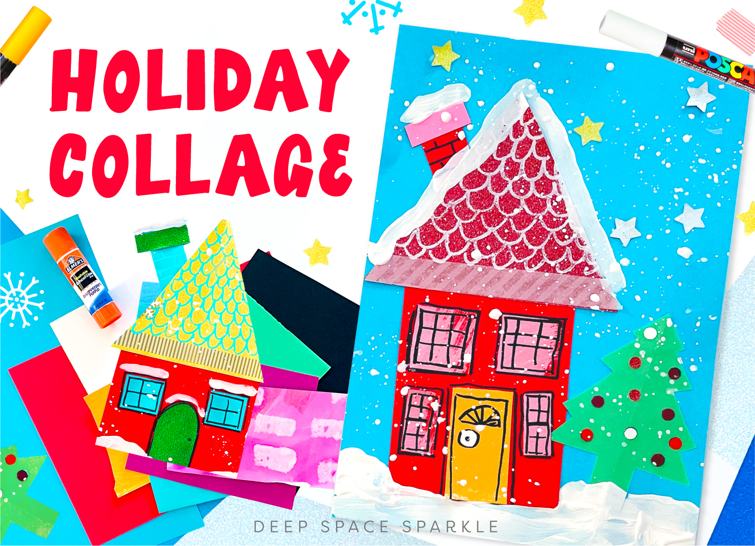Holiday Collage Project for kids | Deep Space Sparkle