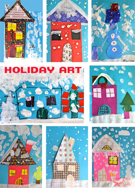 An easy holiday art and craft project for kids that uses paint and scrap paper.