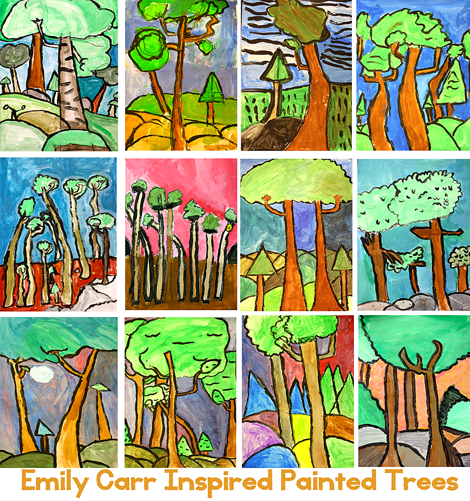 Emily Carr painted trees art project