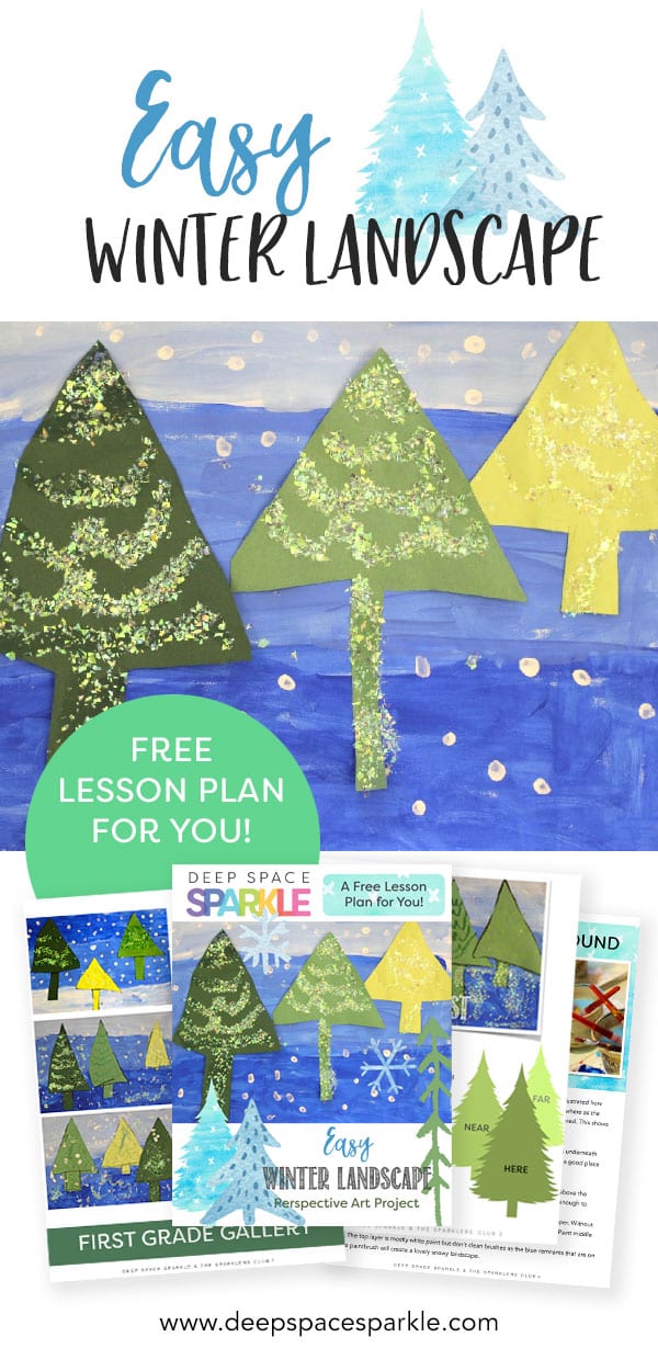 Easy winter landscape tree art project for kids