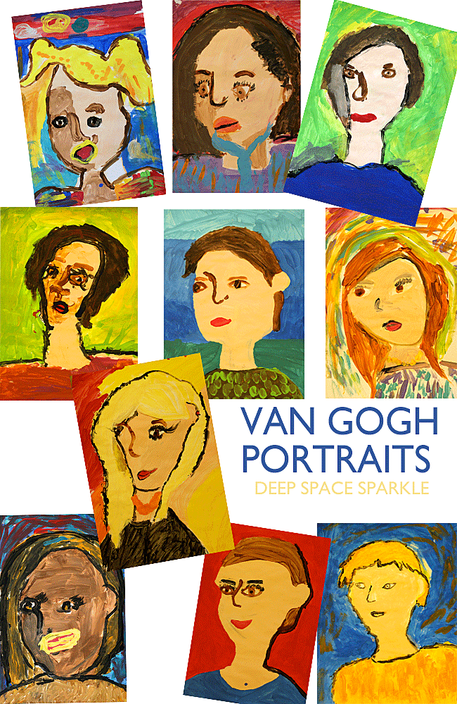 Van Gogh Portraits 3rd grade student gallery by Deep Space Sparkle