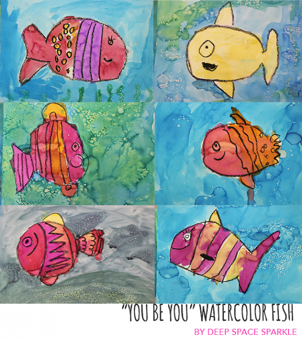 You Be You Watercolor Fish Art Project Deep Space Sparkle