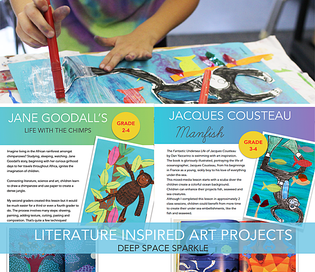 Literature Inspired Art Projects with scientists Jane Goodall and Jacques Cousteau