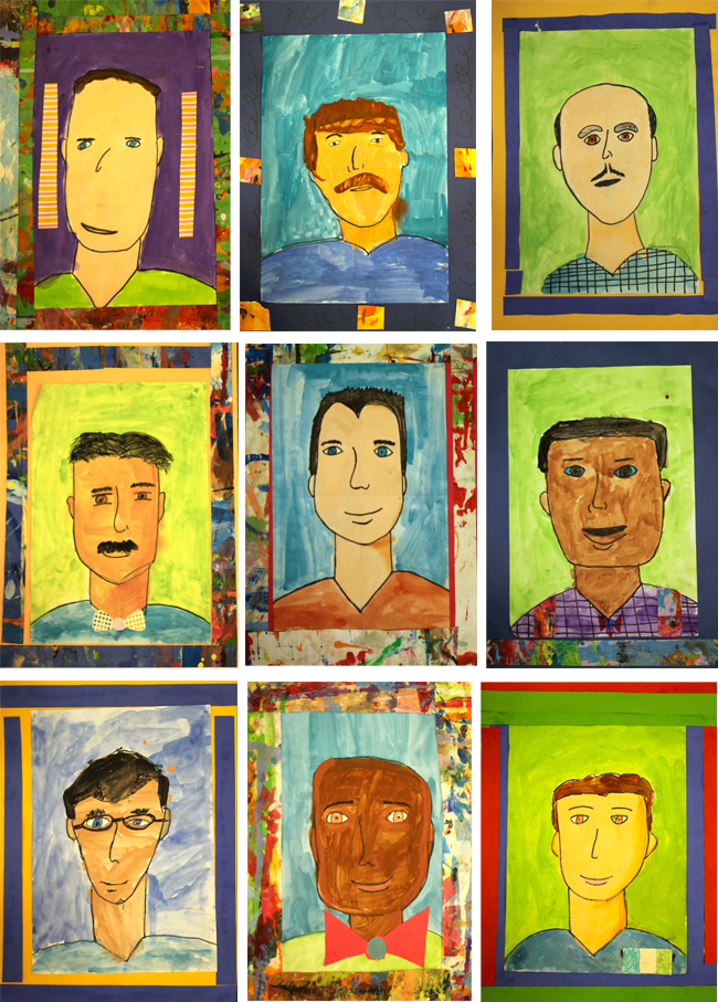 Father's-day-Portraits-Gallery art lesson for kids spring projects