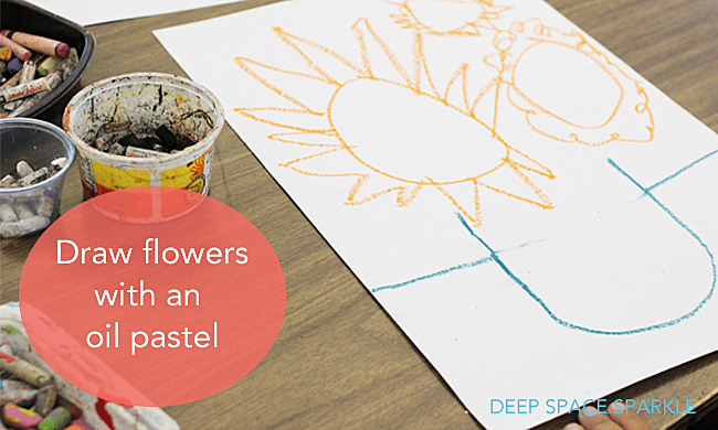 How to draw a sunflower in a pot