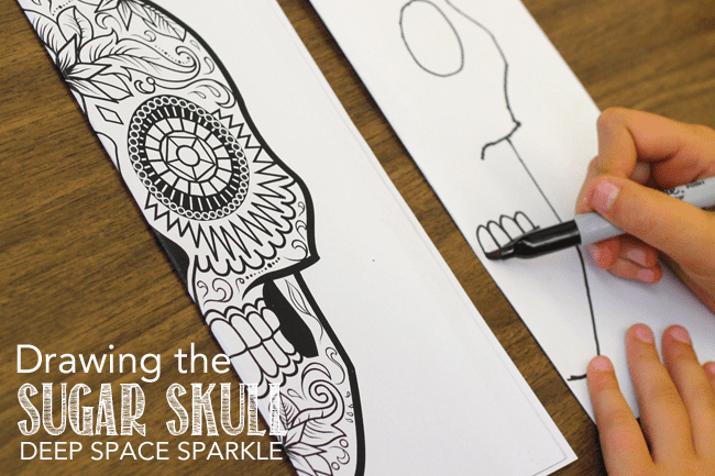 How to draw a symmetrical sugar skull using a cool tracing technique. Kids Day of the Dead art project