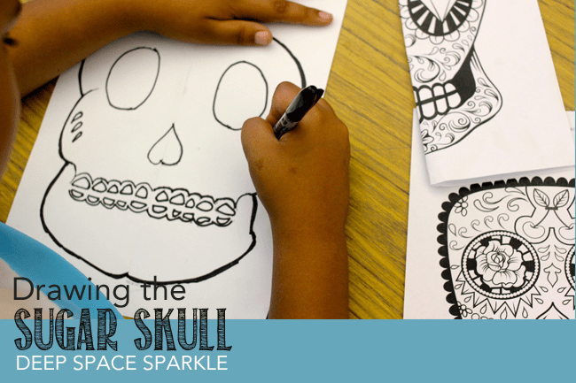 How to draw a symmetrical sugar skull using a cool tracing technique. Kids Day of the Dead art project